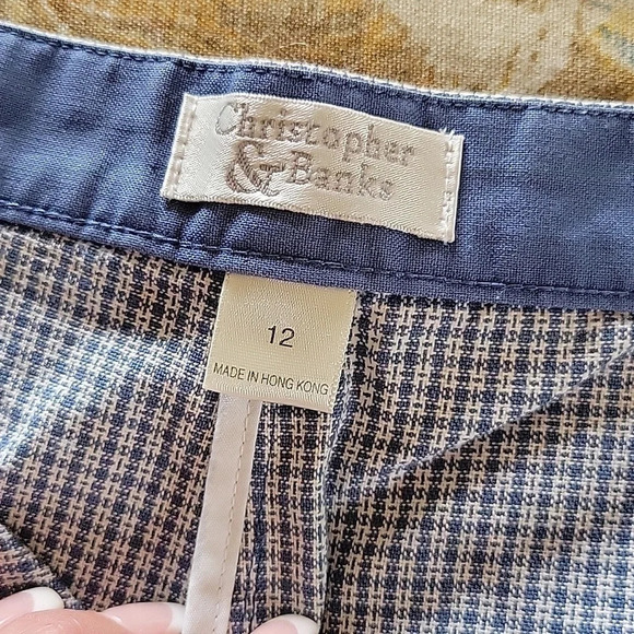 CHRISTOPHER & BANKS MICRO CHECK CROPPED PANTS - Picture 7 of 8